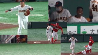 中田翔スルーからの吉川一人ダブルプレー完成からの笑いが止まらないポランコ！吉川尚輝の夜③ 2022年4月19日読売ジャイアンツ  東京ドーム