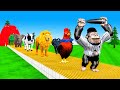 Paint & Animals Cow,Tiger,dinosaur,Lion,Elephant Fountain Crossing Transformation Animal Cartoon