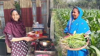 ক্ষেতের মূলাশাক তুলে চিংড়ি মাছ দিয়ে স্বাদের পিটুলি রান্না সাথে ছাগলের মাংস তরকারি । Lr poribar