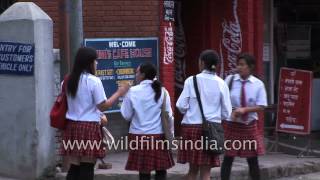 School girls in skirts and uniform , Kathmandu