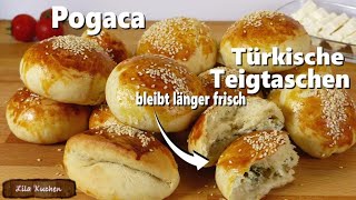 Pogaca Rezept Türkische Teigtaschen mit Feta | Milch Brötchen ohne Küchenmaschine | länger frisch