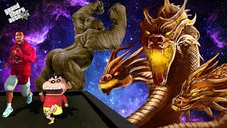 GODZILLA V/S KING-GHIDORAH with SHINCHAN and FRANKLKIN in GTA 5 | THUGBOI MAX