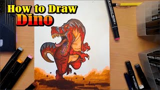Dino - How to Draw a Dinosaur from Jurassic World (Tutorial)