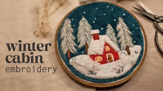 DIY 🌲 Winter Wonderland Cabin Christmas Embroidery craft (winter crafts)