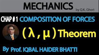 Ch# 2 | Composition of Forces (λ,μ) [lambda, mu] Theorem | Mechanics by Q.K. Ghori (Lec 5)