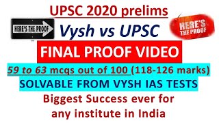 Vysh vs UPSC 2020 | 2020 UPSC Prelims Answer key and explanations | Clear cut off easily