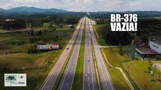 BR-376 VAZIA em São José dos Pinhais, Rodovia bloqueada entre Paraná e Santa Catarina! #drone