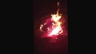 Bonfire at StereoRob's house ! Speakers and Road Flares