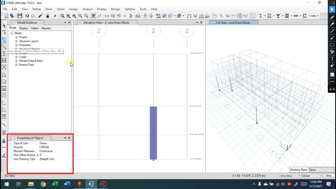 CVLE489 9 ETABS MODELING COLUMNS DRAW AND QUICK DRAW - YouTube