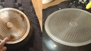 easy way to clean your dirty pan ( in 5 minutes )