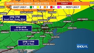 Live Radar: Tornado Watch issued until 6 p.m. for areas north of Houston