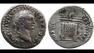 Domitian Thunderbolt and Throne 'PONT' Denarius, 81 AD