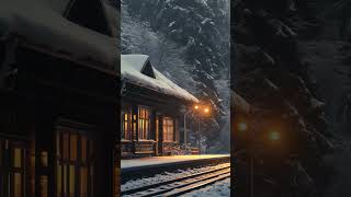 Railway Station: A Winter Night Under the Lanterns #relaxingmusic #piano #snow #music #relax