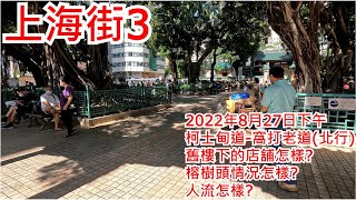 上海街 2022年8月27日 柯士甸道-窩打老道 (北行) 舊樓下的店舖怎樣? 榕樹頭情況怎樣? 人流怎樣? Shanghai Street Hong Kong Street View@步行街景