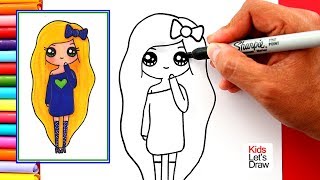 Aprende a dibujar una CHICA TUMBLR Rubia de Vestido Azul Noche