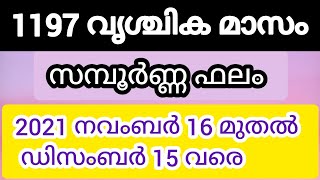 1197 വൃശ്ചിക മാസം സമ്പൂർണ്ണ ഫലം|2021 നവംബർ 16 മുതൽ ഡിസംബർ 15 വരെ | Malayalam Astrology |K S HARIBABU