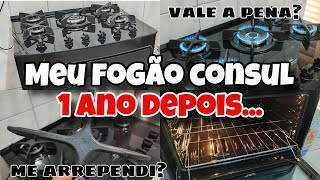 Resenha Fogão Consul CFS5VAE 5 bocas, mesa de vidro | Como está após 1 ano de uso 😬