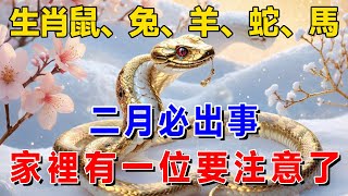 生肖鼠，兔，羊，蛇，馬！2月必定出事，家裡有一位要注意了！再忙也要花幾分鐘看看！|吉祥如意 #一禪語 #運勢 #風水 #佛教 #生肖 #花好月圓