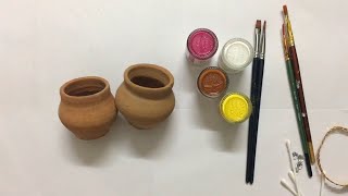 2 Easy pot painting ideas for beginners|Pot decoration ideas, Small matki painting,diwali decoration