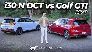 Hyundai i30 N DCT vs Volkswagen Golf GTI Mk 8 2021 comparison | which hot hatch wins? | Chasing Cars
