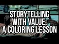 Photoshop comic coloring tutorial: Storytelling with value (a bit more advanced than usual!)