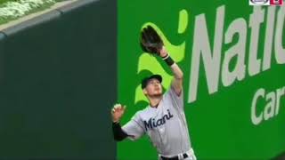 Marlins J.T. Riddle Makes a Leaping Catch on the Warning Track