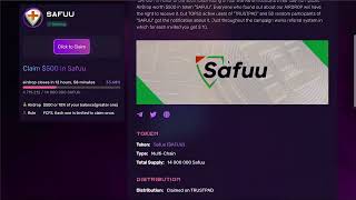 SAFUU Token Claim 2023 Best Method | Full Guide How Get 500$ Without Deposit | Crypto AirDrop