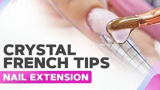 Gel Nail Extension on Myself | Crystal Clear French Nail Art