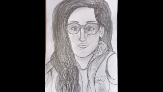 A girl with beautiful hair Pencil Sketch || How to draw a Girl with Glasses || Sk Sketch Academy ||