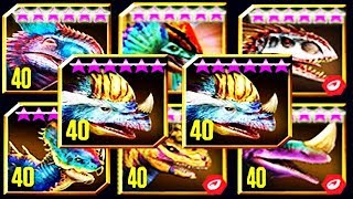 ALL MAX LEVEL 40 LEGENDARY HYBRID CARNIVORES (JURASSIC WORLD)