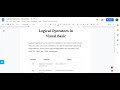 Logical Operators in Visual Basic