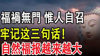 福禍無門 惟人自召！牢记这三句话！自然福报越来越大，生活越來越順利！