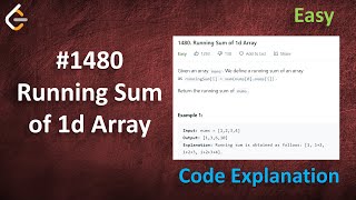 Running Sum of 1d Array | Live Coding with Explanation | Leetcode - 1480