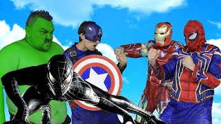 Epic Superheroes Battle - Hulk VS Spider-Man VS Iron Man VS Black Spider-Man VS Captain America