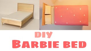 BARBIE BED from popsicle stick / real barbie size bed/ barbie furniture / easy barbie furniture idea