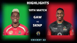 GAW vs SKNP 10th Match CPL 2022 Highlights | GAW vs SKNP Full Match Highlights | Cricket 22