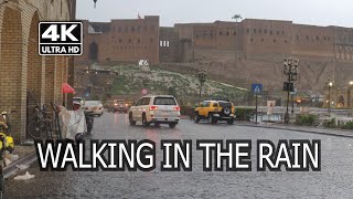 Walking In The Rain [ In Around Erbil Citadel ] 4k video