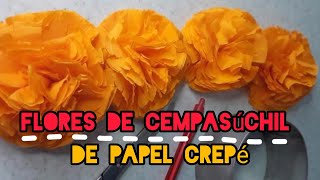 Flores de cempasúchil de papel crepe