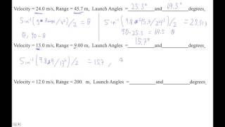 HTPG03H Finding Launch angles using the range equation