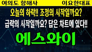 [에스와이] 오늘의 하락!! 조정의 시작일까요?  VS 급락의 시작일까요? 답은 차트에 있습니다!!