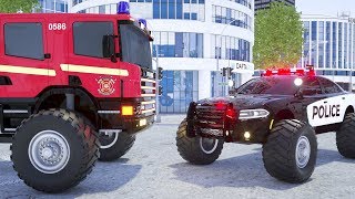 Fire Truck Frank, Sergeant Lucas the Police Car, Ambulance Change Tyres - Wheel City Heroes Cartoon