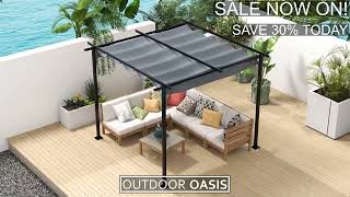 3x3 (m) Metal Pergola Gazebo Awning Retractable Canopy Outdoor Garden Sun Shade Shelter Marquee☀️🌳😁