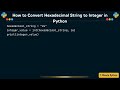 How to Convert Hexadecimal String to Integer in Python