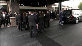 Procession of hearses arrive at funeral for York police detectives killed in shooting