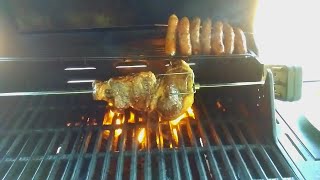 Brazilian Style Garlic Sirloin steak (Brazilian Churrasco) on a rotisserie