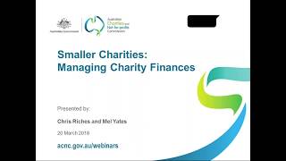 Webinar - Small Charities: Managing Charity Finances - March 20, 2018