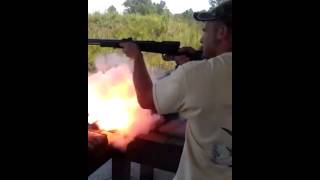 Muzzle Loader Gun Ignites Black Powder At Shooting Range