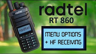 Radtel RT 860 Menu Options, Functions \u0026 HF Reception