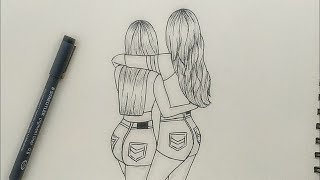 How to Draw Best Friends (bff) Easy | Step by Step