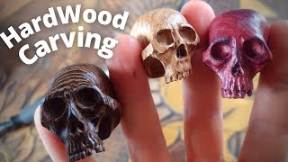 Wood carving mini skulls